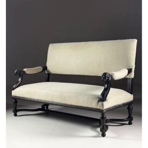 19th-century French Bench With Ram's Heads