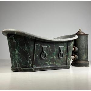 French Bathtub In Faux Marble, Circa 1900