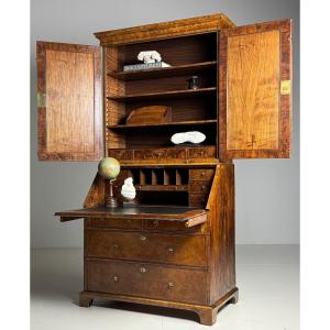 English Burr Walnut Bookcase, 19th Century