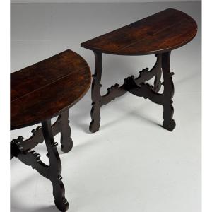 Set Of 2 Italian Half-moon Tables