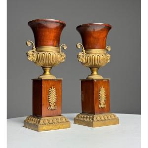 19th Century Mahogany Vases 