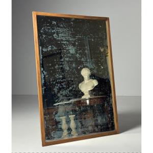 19th-century French Oak Mirror, Minimalist Style 