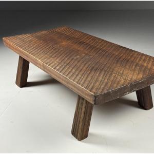 Brutalist Style Oak Coffee Table From The 1970s