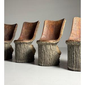 Concrete Chairs With A Wood-like Finish (4 Pieces)