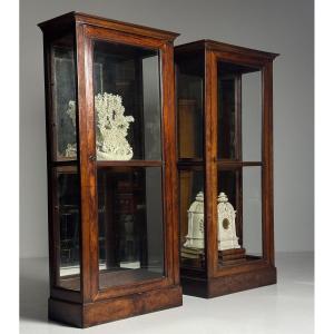 Set Of 2 19th Century Mahogany Display Cases