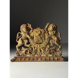 Cast Iron Coat Of Arms, Belgium, 19th Century