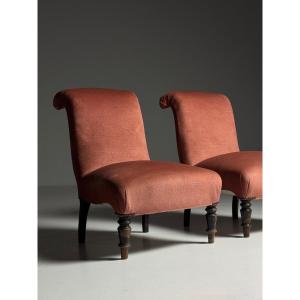 Set Of 2 French Slipper Chairs Circa 1900