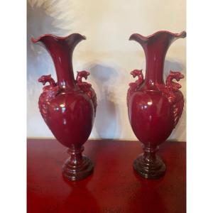 Pair Of Dlg Vases By Massier