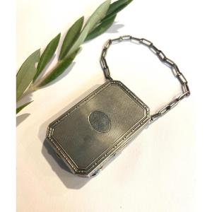Minaudière Powder Compact Sterling Silver Bag Jewelry Lipstick Vermeil 