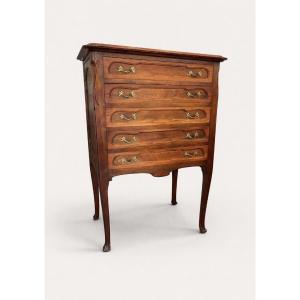 Antique Art Nouveau Walnut Silver Cabinet