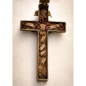 Antique Christ Reliquary Holder Paperolle St Felix St Vincent