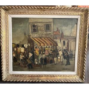 Old Painting Oil On Canvas Lutece Pierrepont Bohème