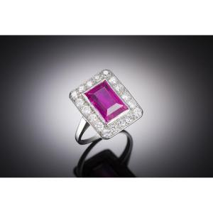 Vintage Rubellite Ring (7 Carats) Diamonds In Platinum