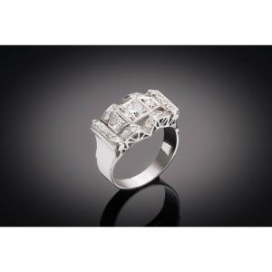 Modernist Ring Circa 1935 Diamonds (1.5 Carat)