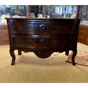 Louis XV Style Sauteuse Chest Of Drawers In Walnut Wood