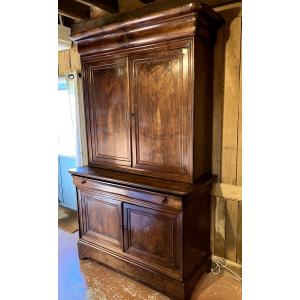 Louis Philippe Double Body Sideboard / Cabinet In Walnut Wood 
