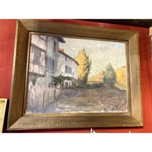 Jean Teilliet – Oil On Canvas Signed – Houses On The Banks Of The Vienne – Saint Germain De Confolens