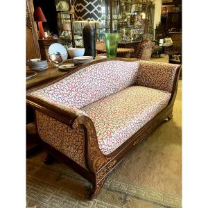 Charles X Sofa In Rosewood And Light Wood Trim