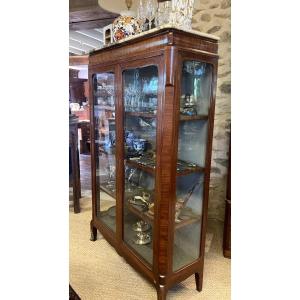 Louis XV Style 3-sided Display Cabinet In Mahogany, Rosewood And Rosewood Veneer
