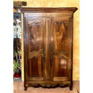 Louis XV Style Walnut Wood Wardrobe