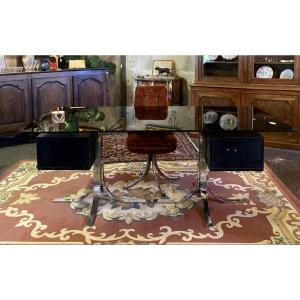 70s Chrome And Smoked Glass Desk 