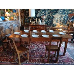 Large Farmhouse Table Made Of Cherry Wood