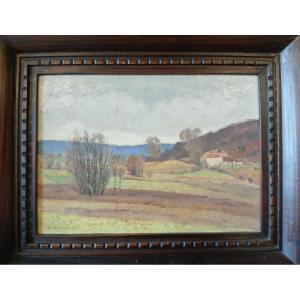 Auguste Bernard, "the Valley" (1944), Oil On Wood