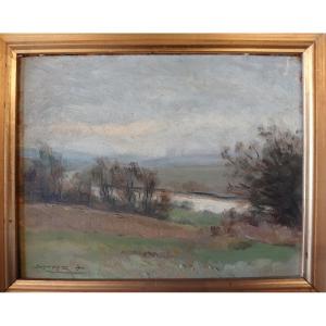 Auguste Bernard, "between Dennemont And Gegne" 1936, Oil On Wood