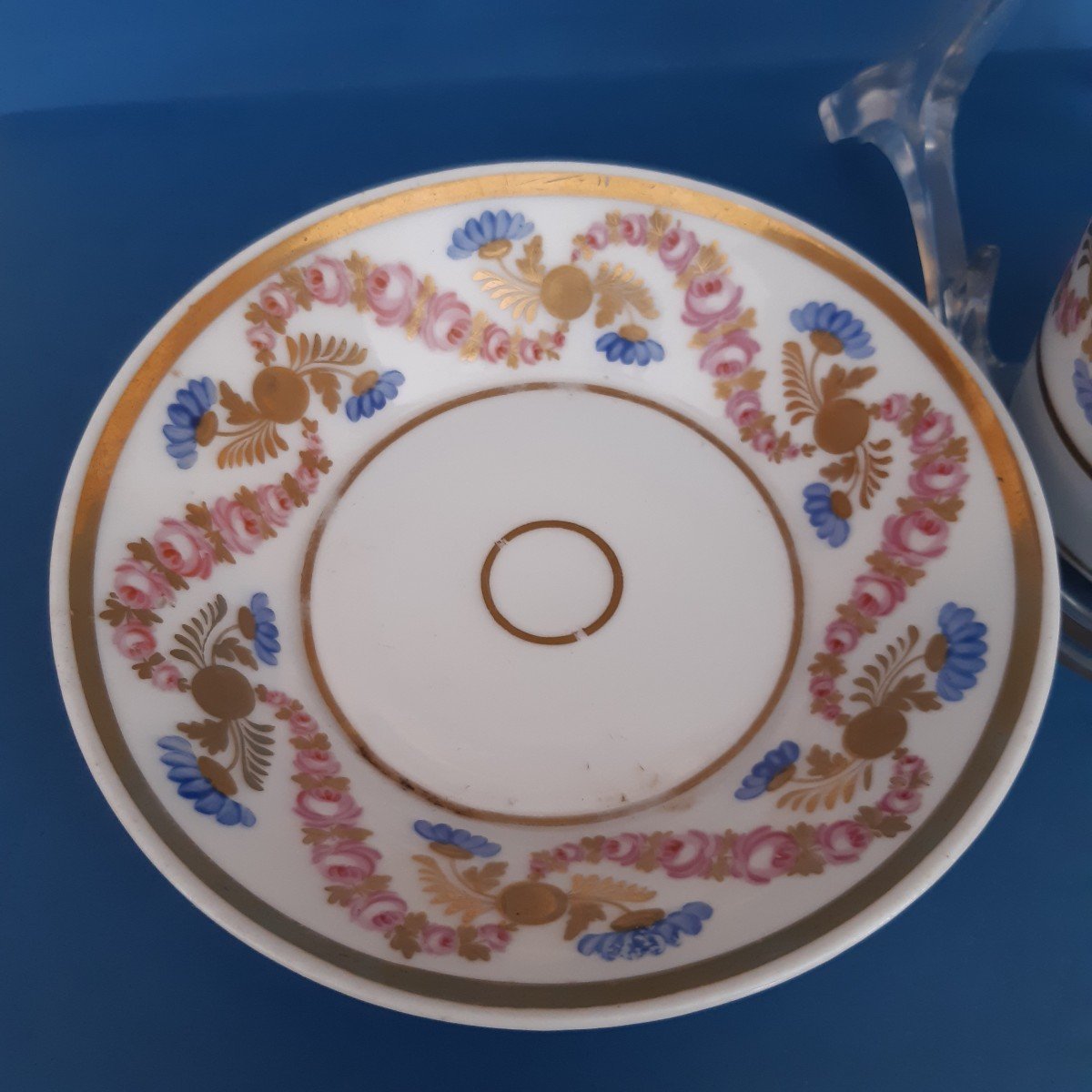 Elegante tazzina in porcellana decorata  con piattino-photo-2