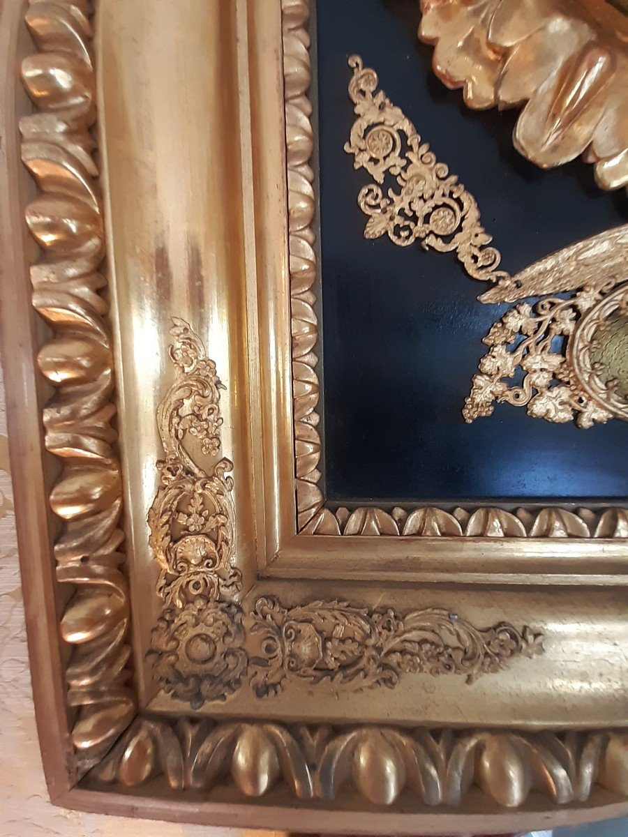 Orologio Impero in legno dorato a foglia oro zecchino-photo-2