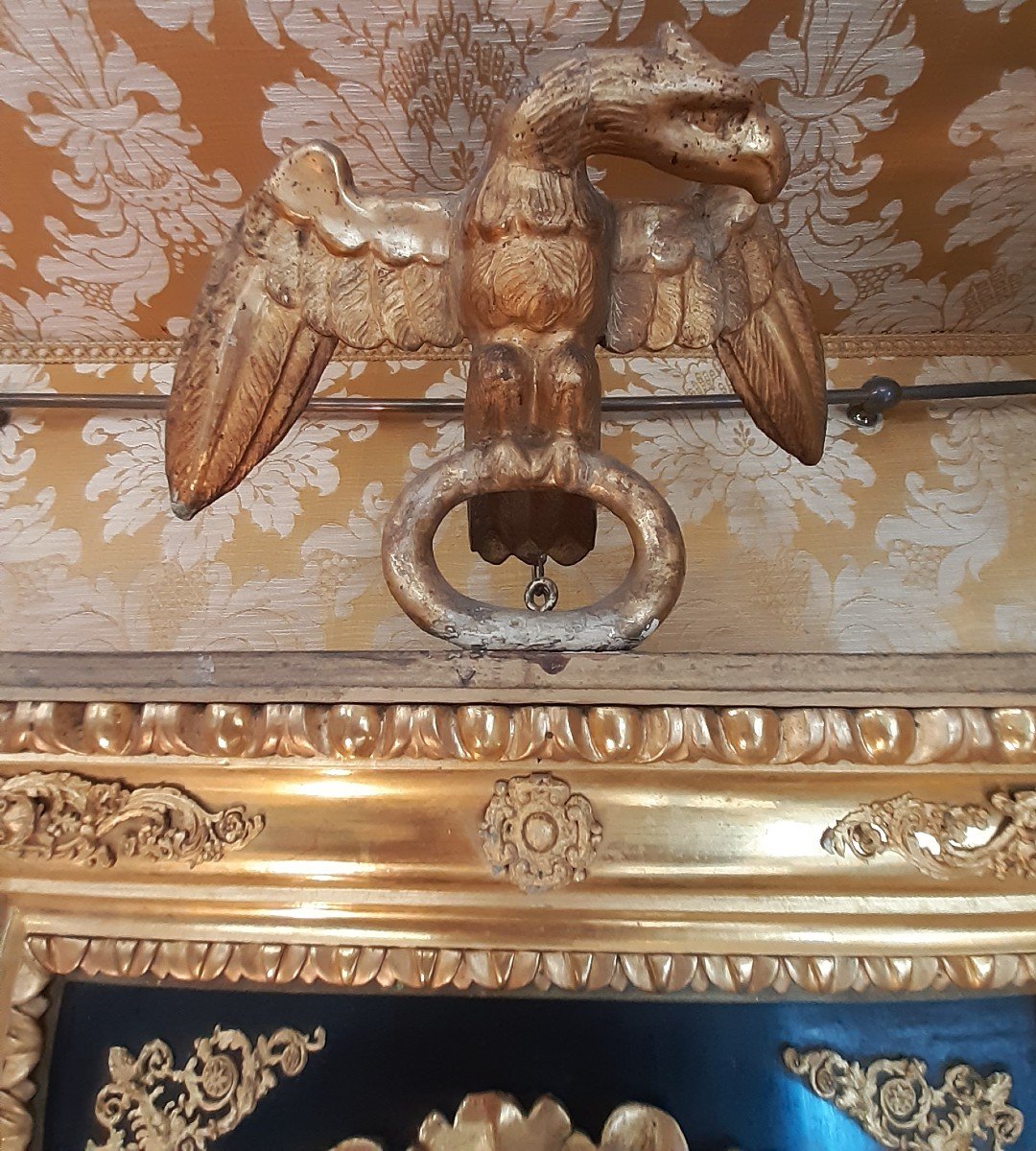 Orologio Impero in legno dorato a foglia oro zecchino-photo-1