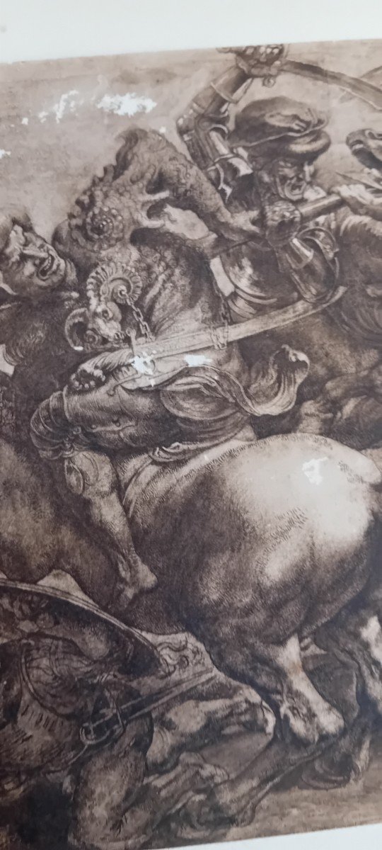 Stampa su carta ottocentesca "la battaglia di Anghiari"-photo-2