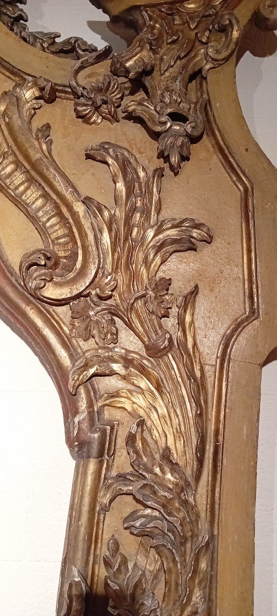 Grande ed imponente cornice barocca in legno laccato e dorato-photo-4