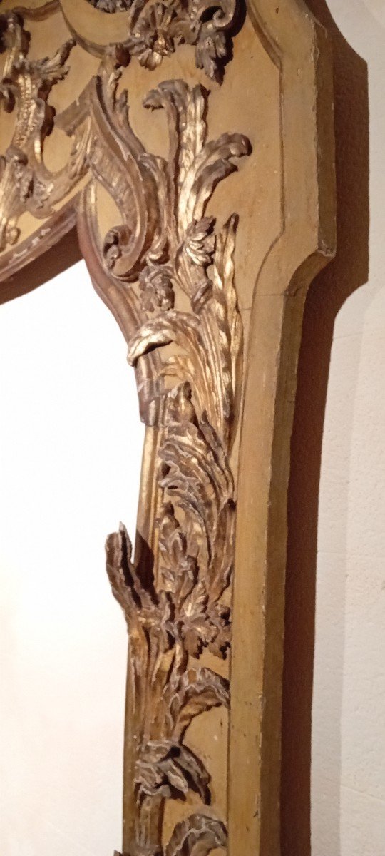 Grande ed imponente cornice barocca in legno laccato e dorato-photo-2