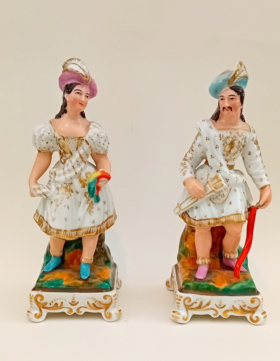 Coppia di flaconi portaprofumo in porcellana, Francia 19 secolo