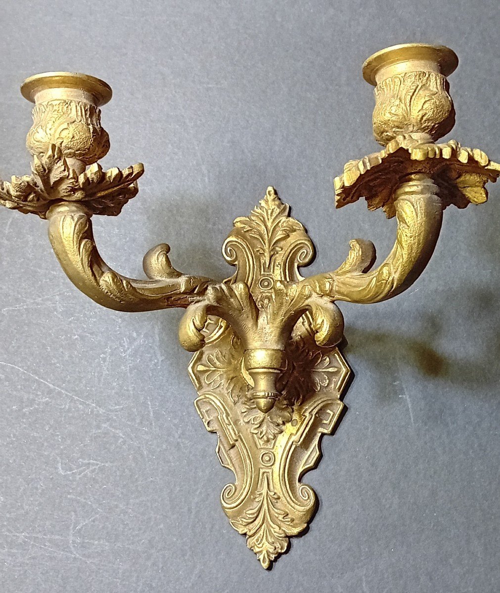 Coppia di appliques in bronzo dorato-photo-2
