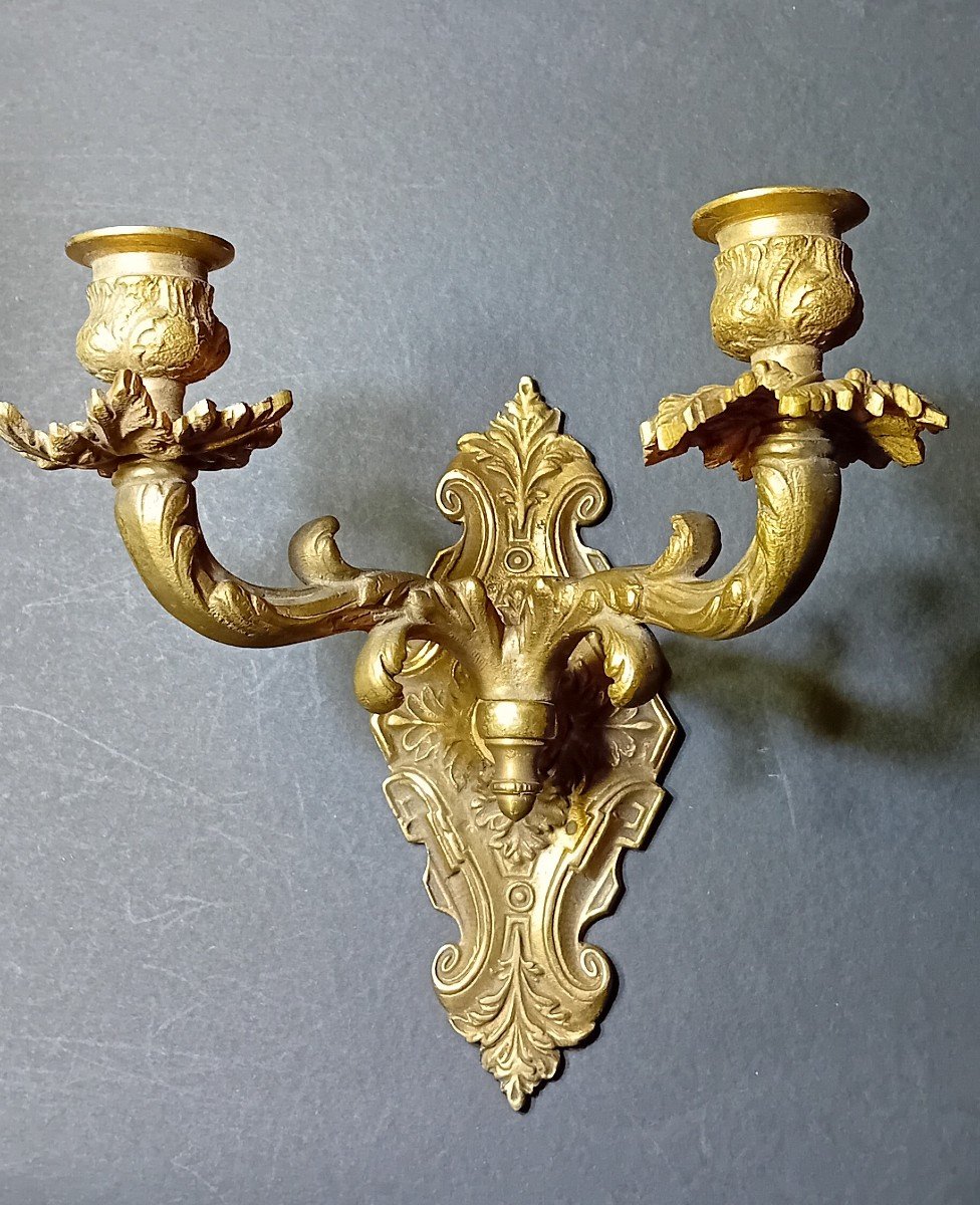 Coppia di appliques in bronzo dorato-photo-3