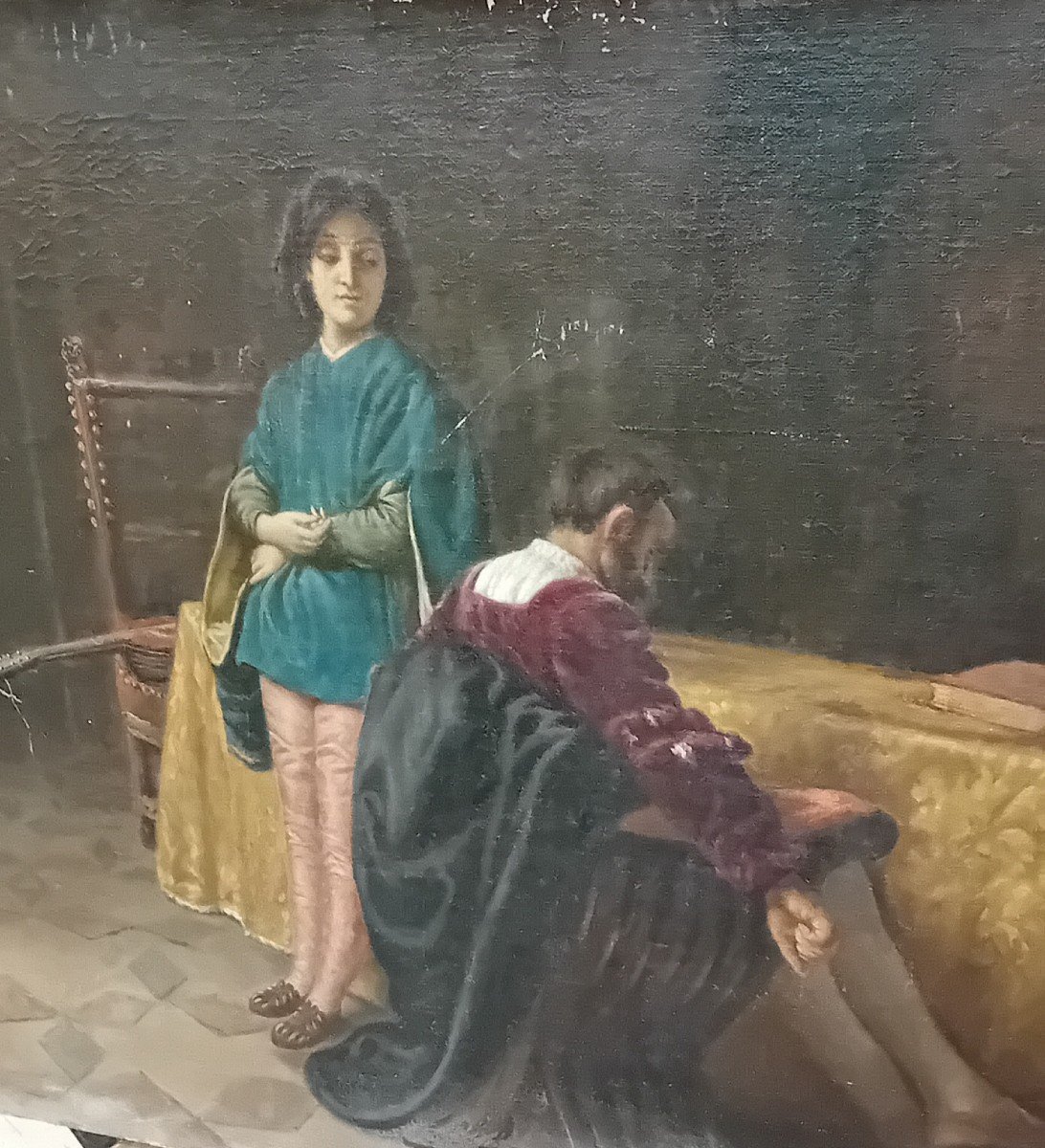 Dipinto ottocentesco italiano,olio su tela-photo-2