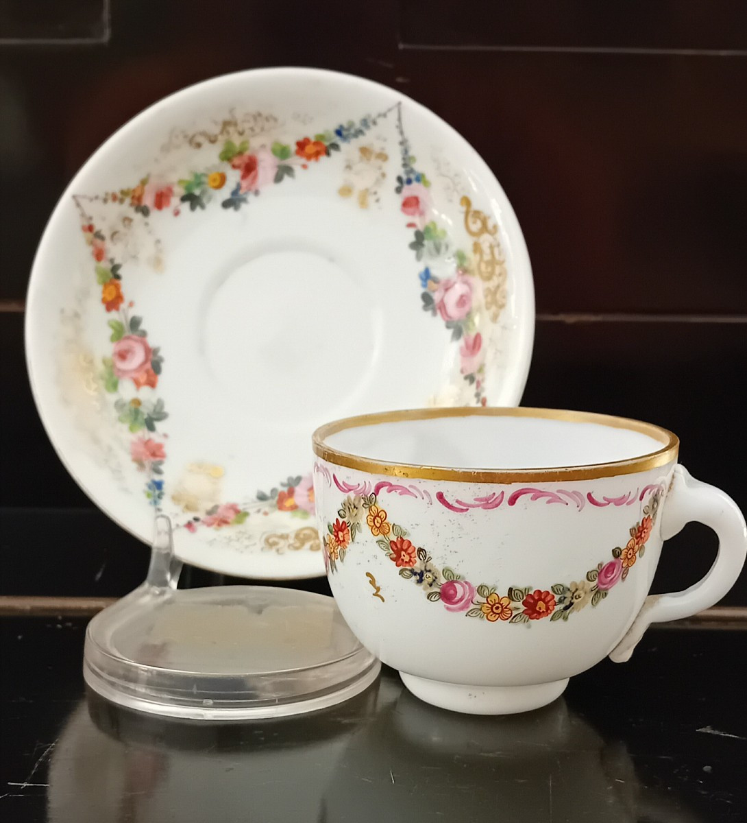 tazzina da caffè in opaline decorata policroma fine 700