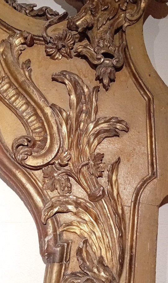 grande ed importante cornice barocca in legno dorato e laccato-photo-2
