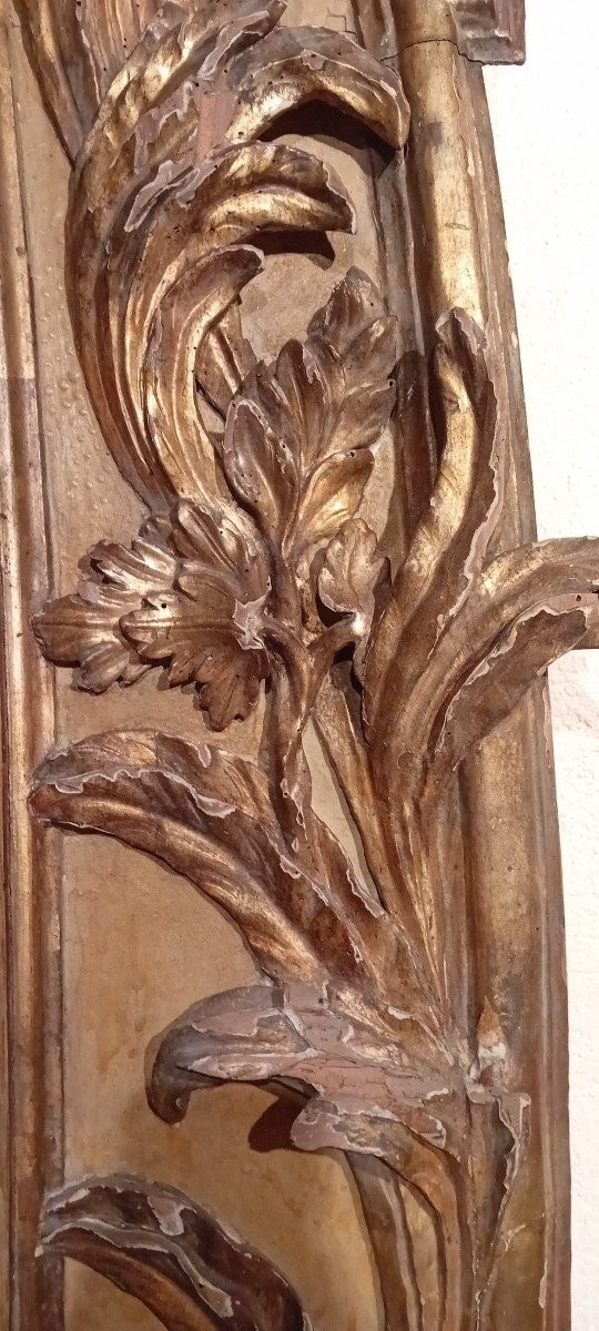 grande ed importante cornice barocca in legno dorato e laccato-photo-4