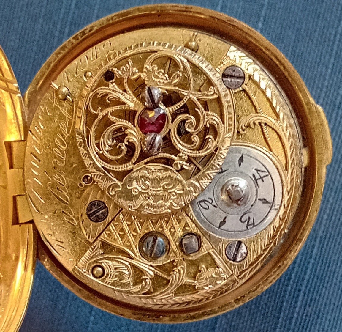orologio da tasca doppia cassa in oro e smalti-photo-4
