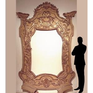 Grande specchiera barocca in legno dorato e laccato