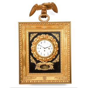 Orologio Impero in legno dorato a foglia oro zecchino