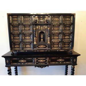 Antico cabinet italiano in ebano e legno ebanizzato del 17 secolo