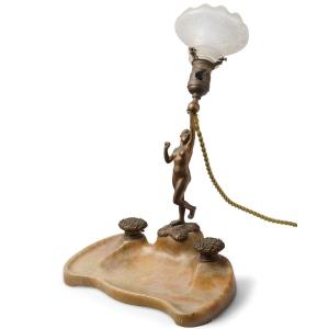 lampada francese artnuveau  in bronzo e marmo