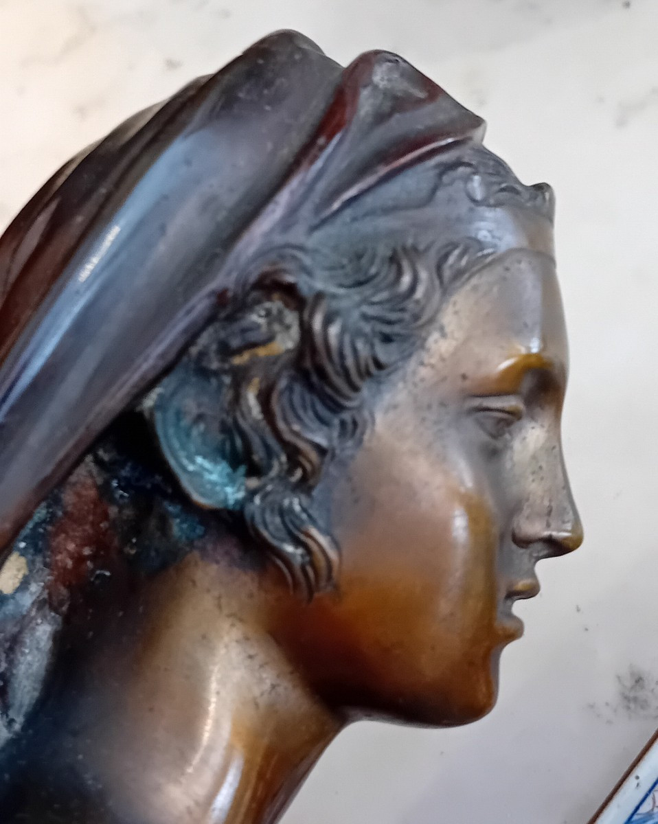 scultura in bronzo mezzo busto di fanciulla, Gemito Napoli-photo-2