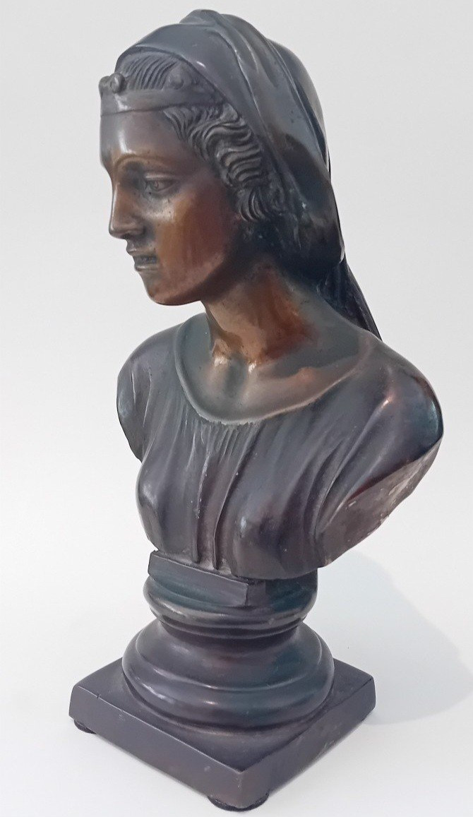 scultura in bronzo mezzo busto di fanciulla, Gemito Napoli-photo-3