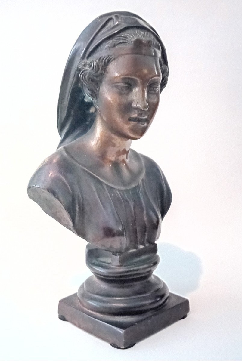scultura in bronzo mezzo busto di fanciulla, Gemito Napoli