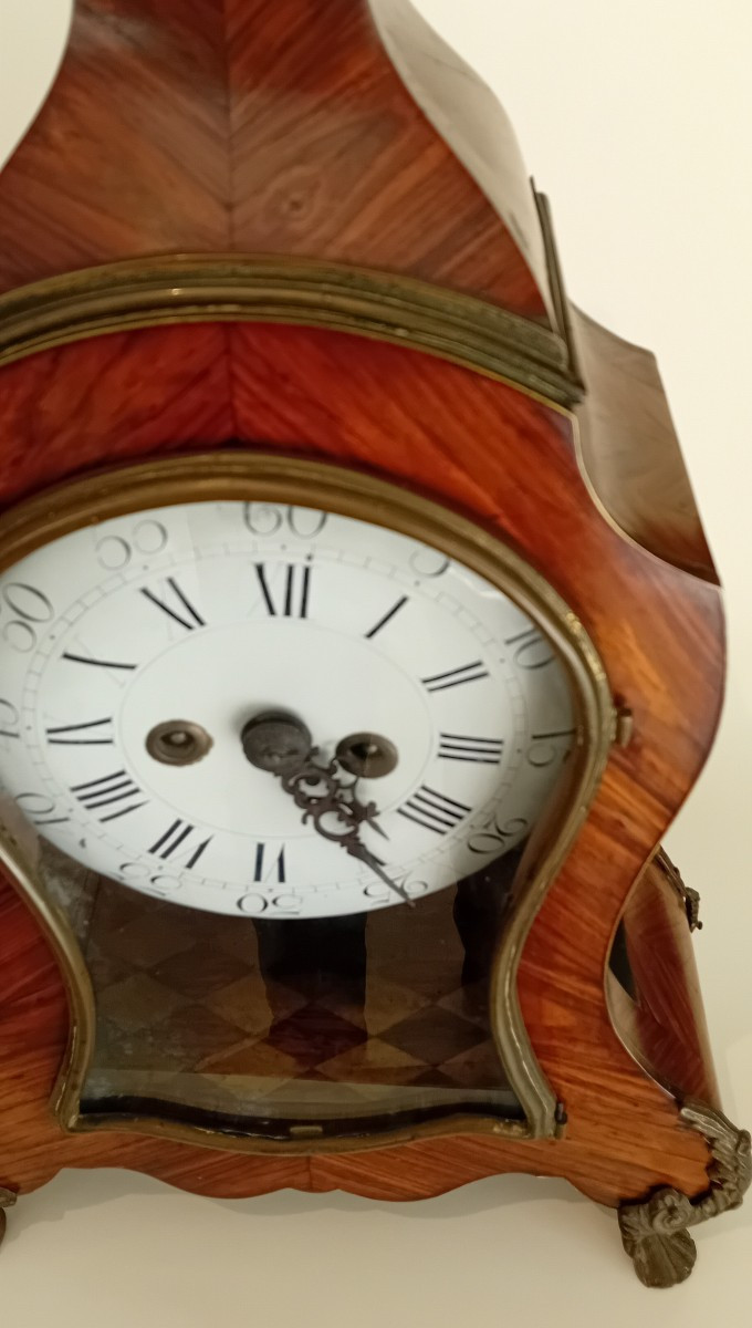 antico orologio Luigi XV  in ebano violetto e bronzo dorato-photo-3